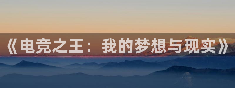 南宫电竞贴吧：《电竞之王：我的梦想与现实》
